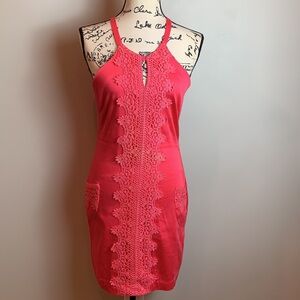 COCO & Tasha Coral Tank Bodycon Dress with lace Details NEW!